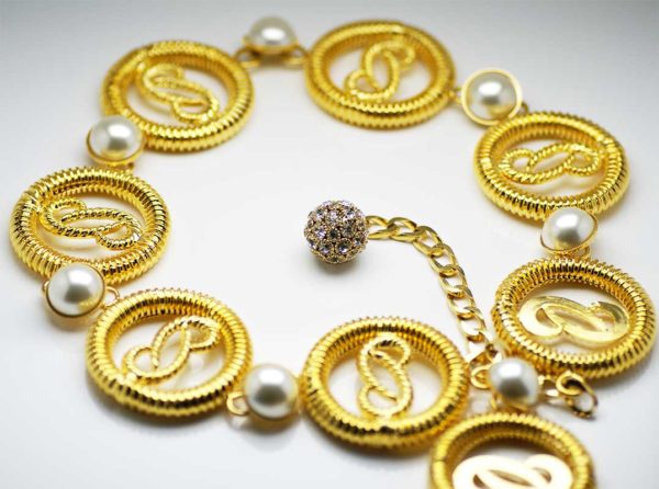 cintura in galvanica d'oro e perle